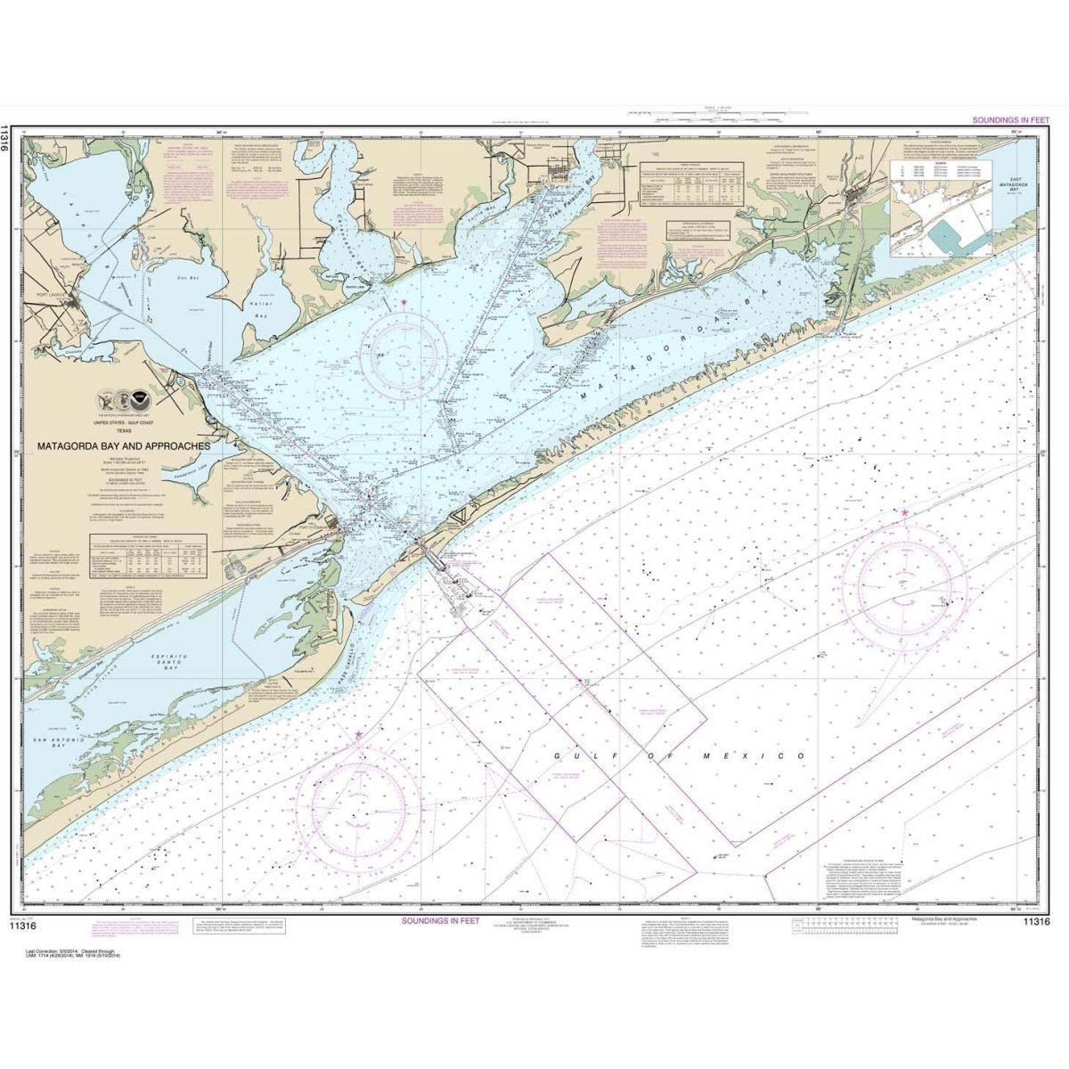Historical NOAA Chart 11316: Matagorda Bay and approaches - Life Raft Professionals