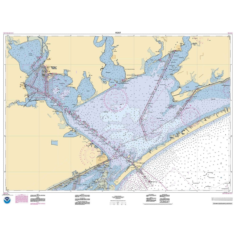 Historical NOAA Chart 11317 Matagorda Bay including Lavaca and Tres