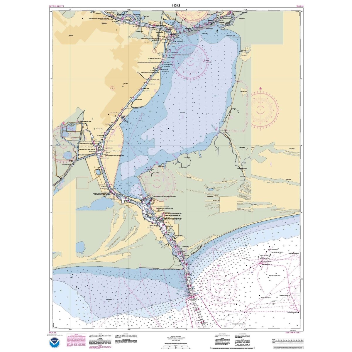 Historical NOAA Chart 11342: Sabine Pass and Lake - Life Raft Professionals