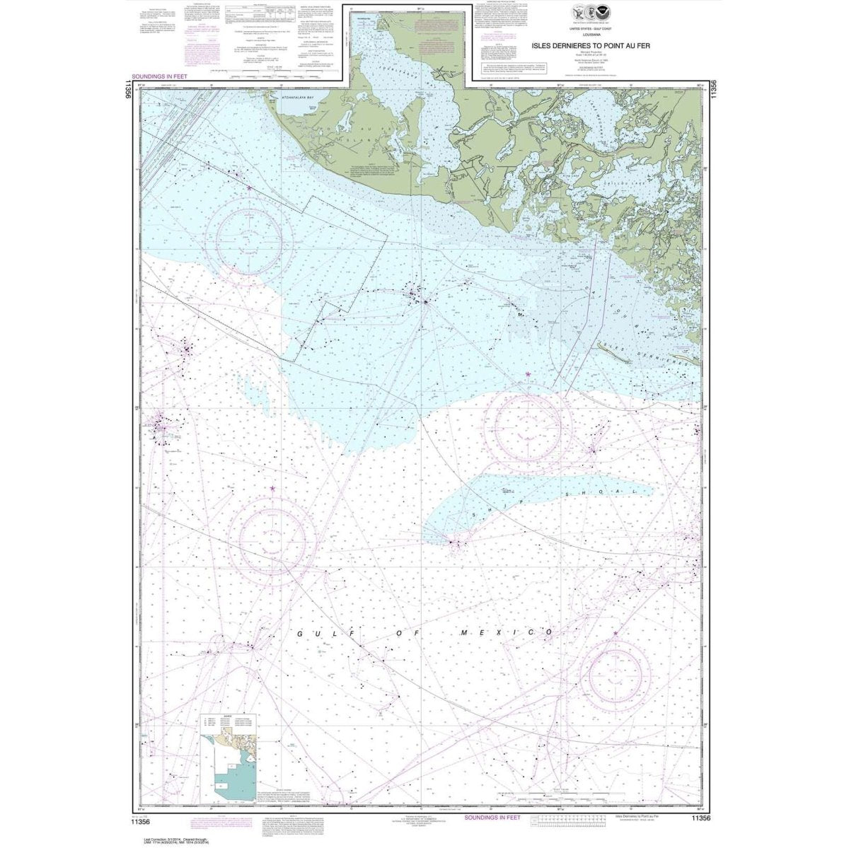 Historical NOAA Chart 11356: Isles Dernieres to Point au Fer - Life Raft Professionals
