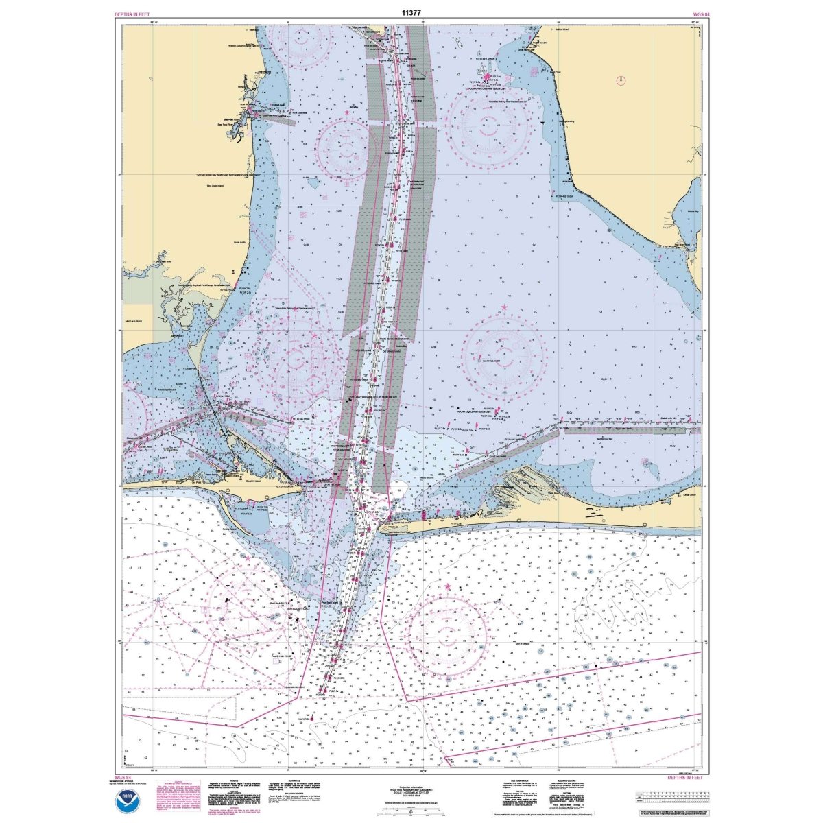 Historical NOAA Chart 11377: Mobile Bay Approaches and Lower Half - Life Raft Professionals