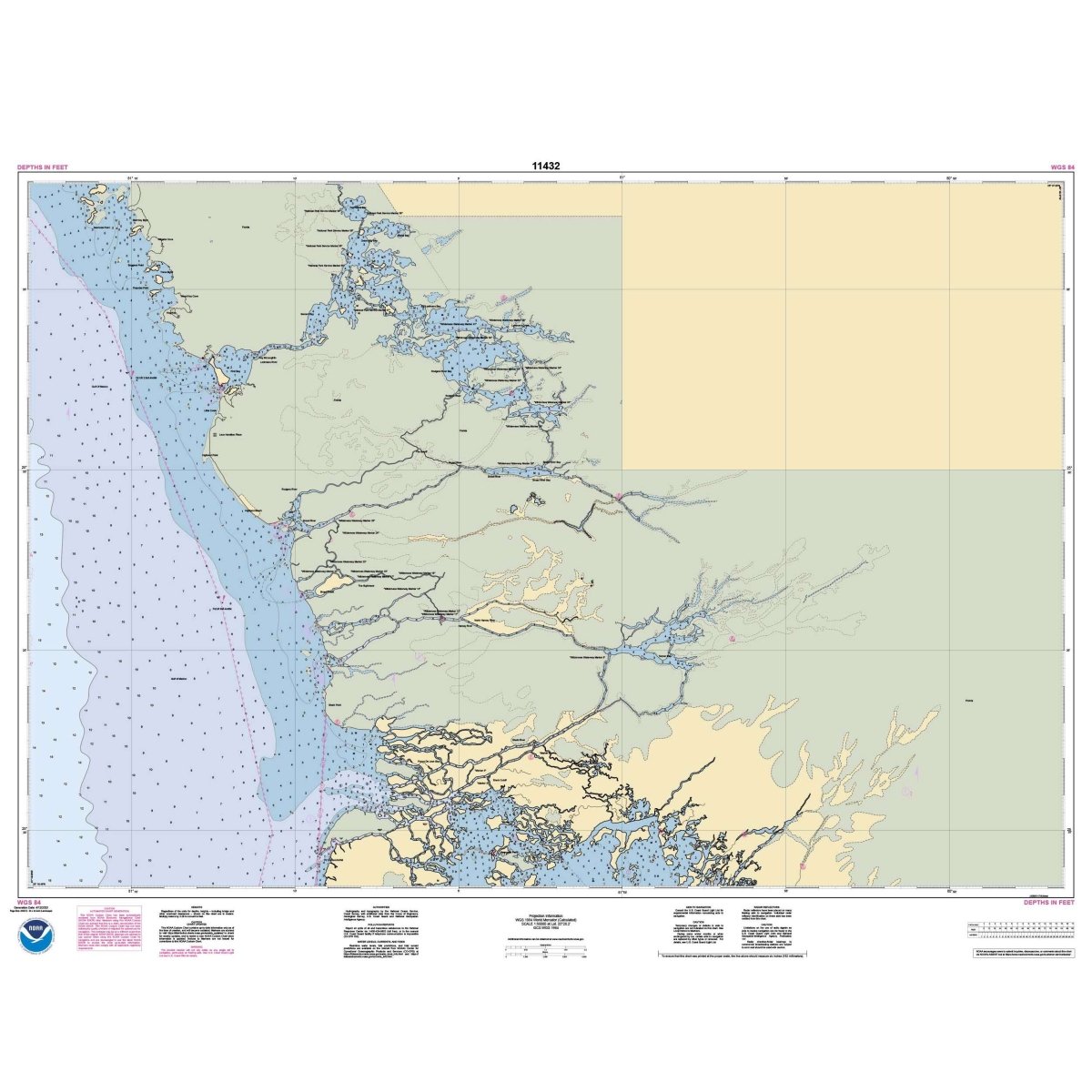 Historical NOAA Chart 11432: Everglades National Park Shark River to Lostmans River - Life Raft Professionals
