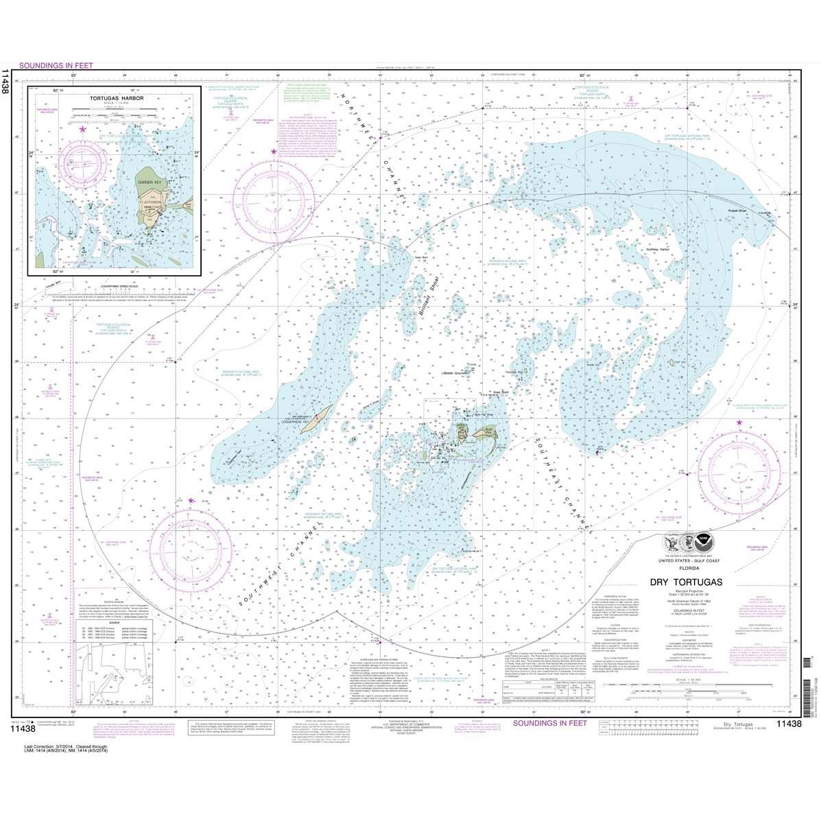 Historical NOAA Chart 11438: Dry Tortugas; Tortugas Harbor - Life Raft Professionals