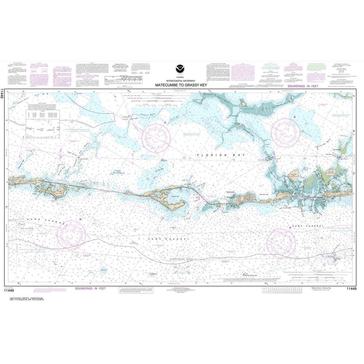 Historical NOAA Chart 11449: Intracoastal Waterway Matecumbe to Grassy Key - Life Raft Professionals