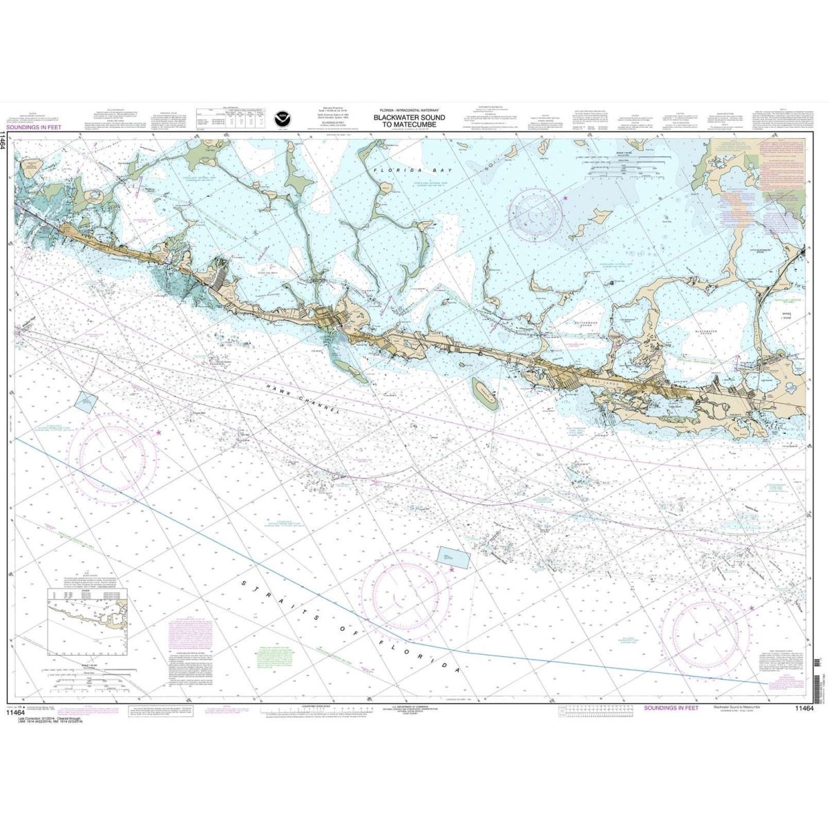 Historical NOAA Chart 11464: Intracoastal Waterway Blackwater Sound To Matecumbe - Life Raft Professionals