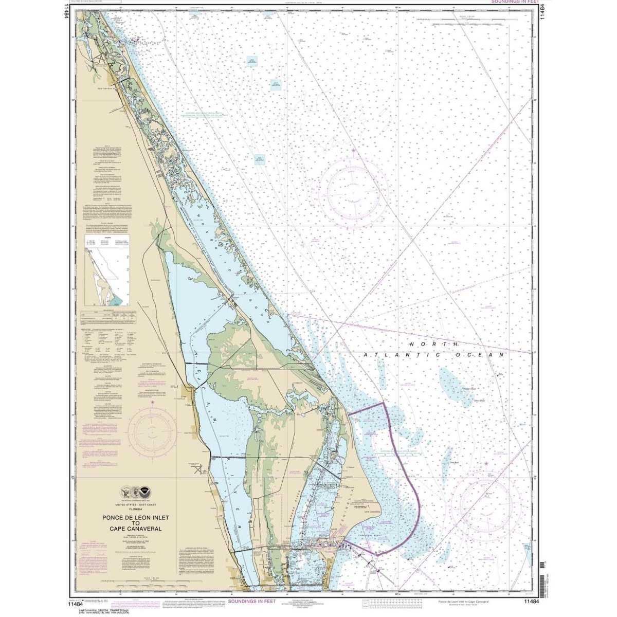 Historical NOAA Chart 11484: Ponce de Leon Inlet to Cape Canaveral - Life Raft Professionals
