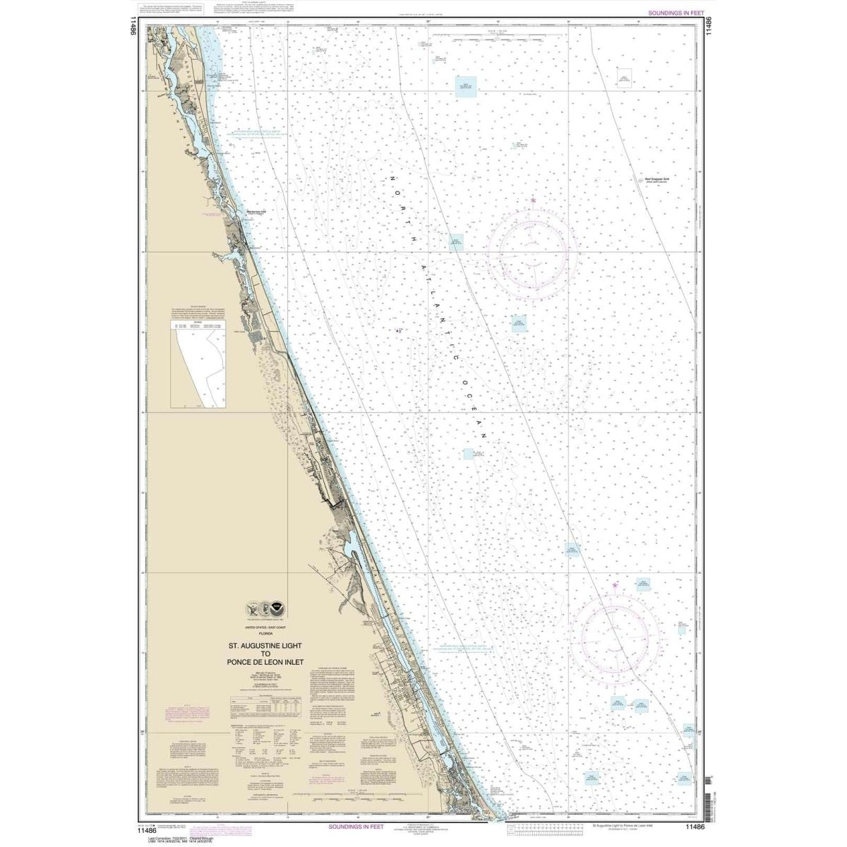 Historical NOAA Chart 11486: St. Augustine Light to Ponce de Leon Inlet ...