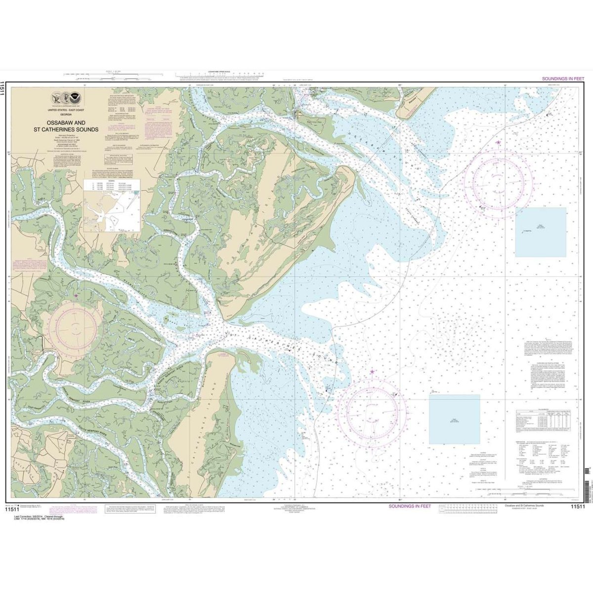 Historical NOAA Chart 11511: Ossabaw and St. Catherines Sounds - Life Raft Professionals