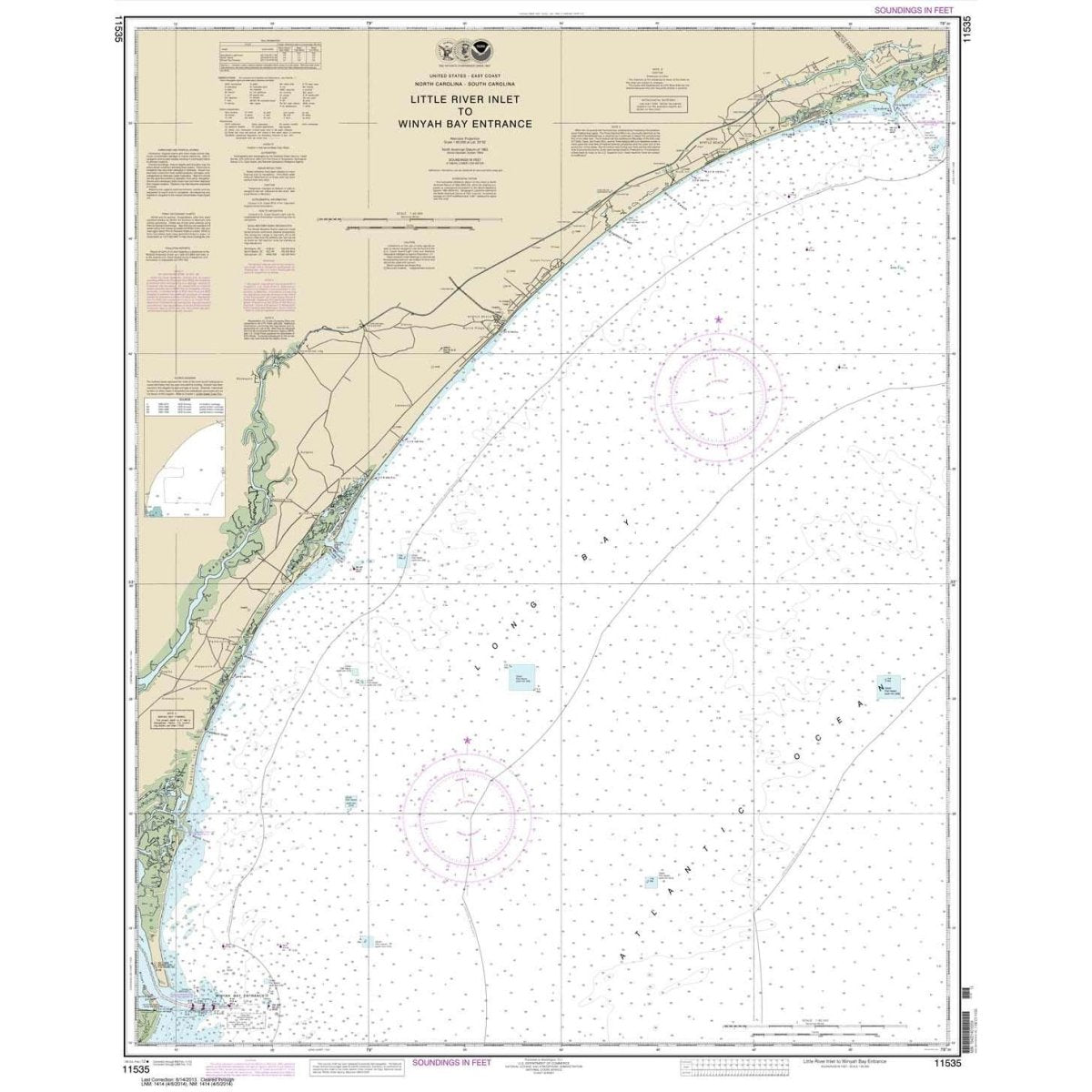 Historical NOAA Chart 11535: Little River lnlet to Winyah Bay Entrance - Life Raft Professionals