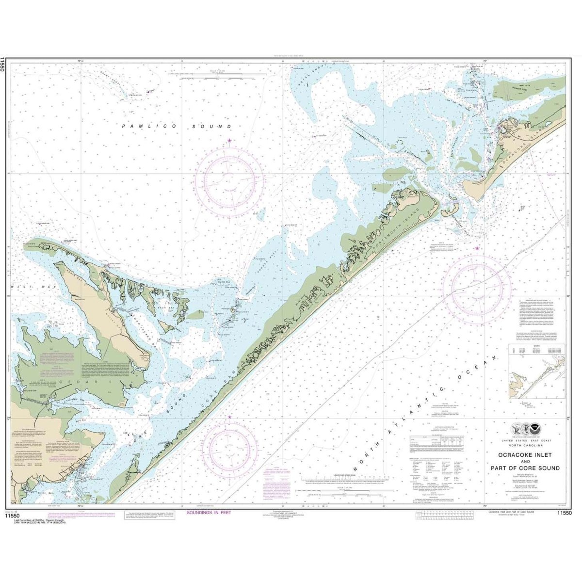 Historical NOAA Chart 11550: Ocracoke lnlet and Part of Core Sound - Life Raft Professionals
