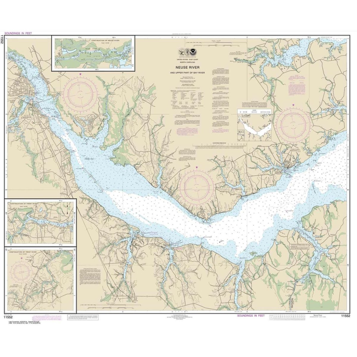 Historical NOAA Chart 11552: Neuse River and Upper Part of Bay River - Life Raft Professionals