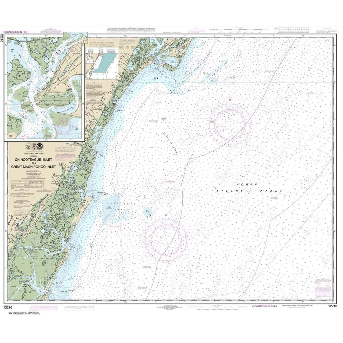 Historical NOAA Chart 12210: Chincoteague Inlet to Great Machipongo Inlet; Chincoteague Inlet - Life Raft Professionals