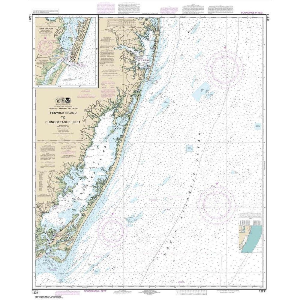 Historical NOAA Chart 12211: Fenwick Island to Chincoteague Inlet; Ocean City Inlet - Life Raft Professionals