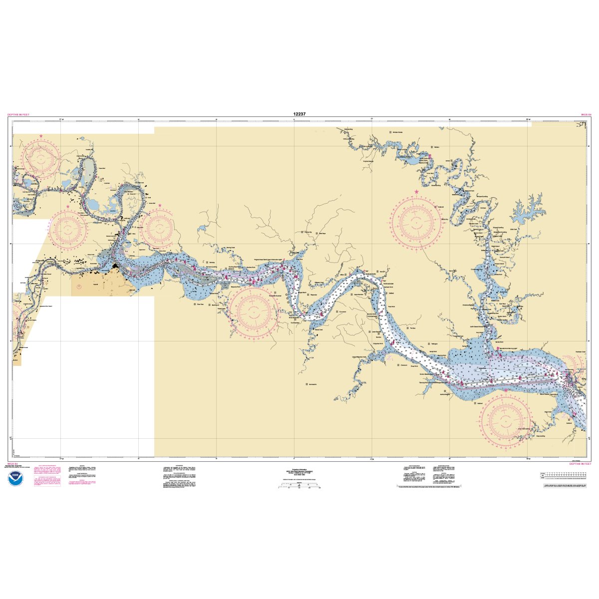 Historical NOAA Chart 12237: Rappahannock River Corrotoman River to Fredericksburg - Life Raft Professionals