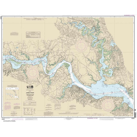 Historical NOAA Chart 12251: James River Jamestown Island to Jordan Point - Life Raft Professionals