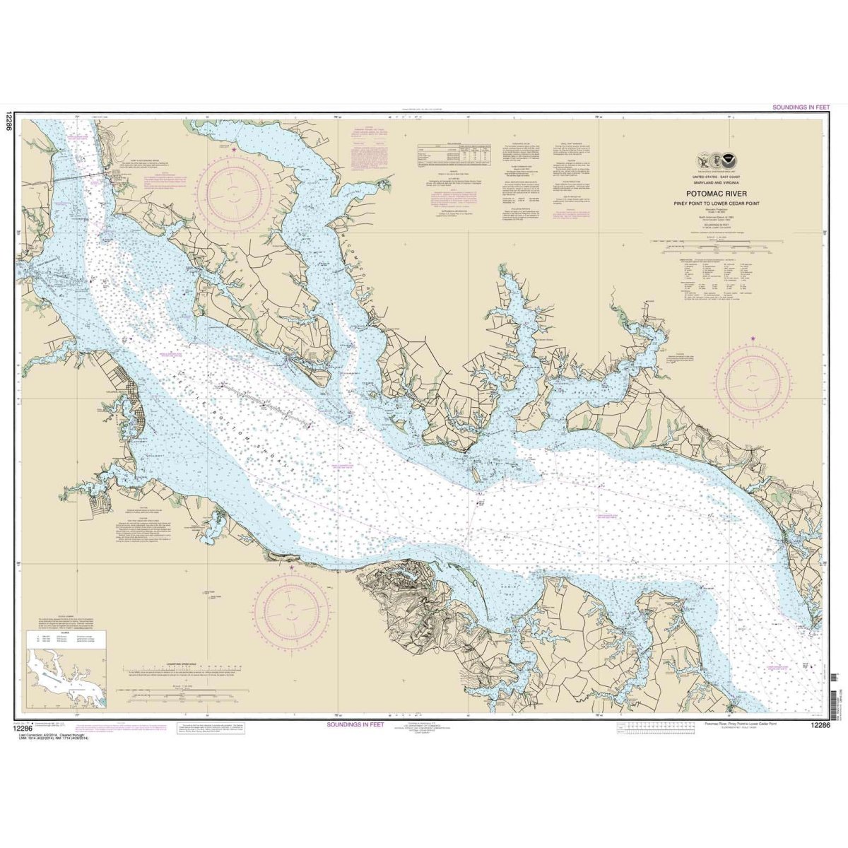 Historical NOAA Chart 12286: Potomac River Piney Point to Lower Cedar ...