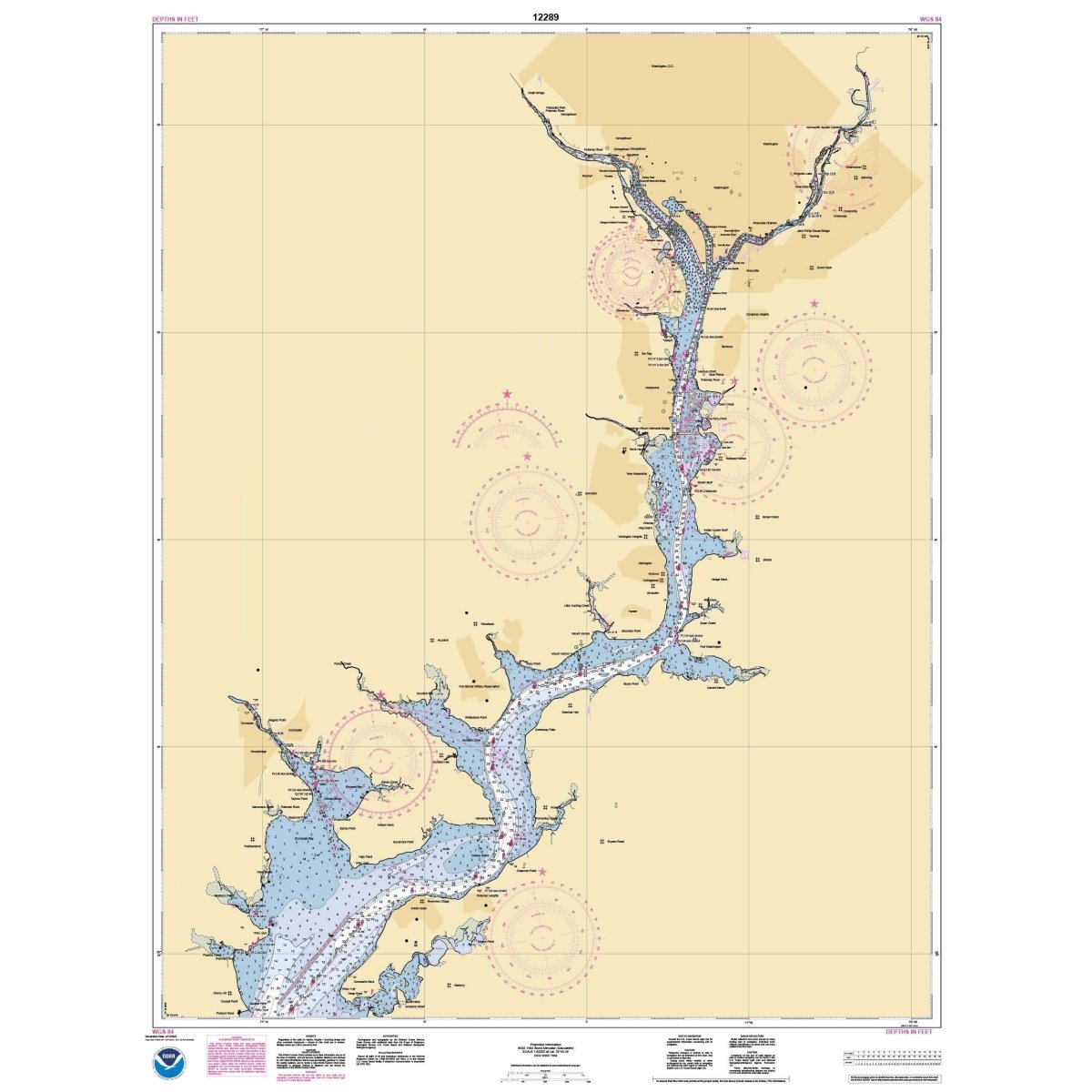Historical NOAA Chart 12289: Potomac River Mattawoman Creek to Georgetown; Washington Harbor - Life Raft Professionals