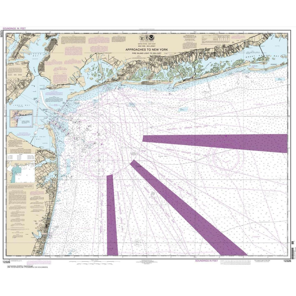 Historical NOAA Chart 12326: Approaches to New York Fire lsland Light to Sea Girt - Life Raft Professionals