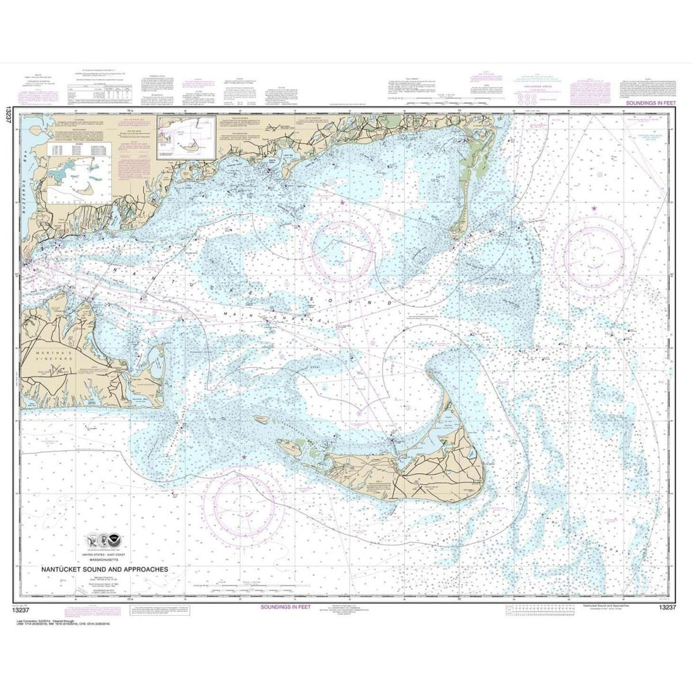 Historical NOAA Chart 13237 Nantucket Sound and Approaches Life Raft