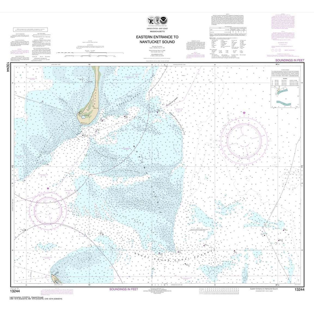 Historical NOAA Chart 13244: Eastern Entrance to Nantucket Sound - Life Raft Professionals