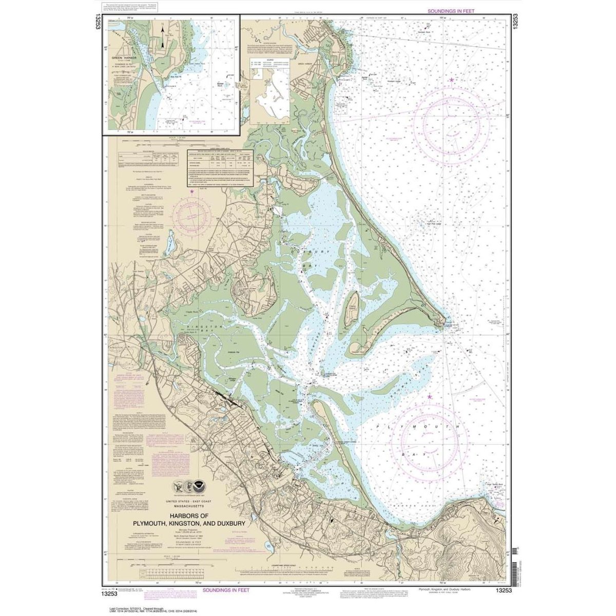 Historical NOAA Chart 13253: Harbors of Plymouth: Kingston and Duxbury; Green Harbor - Life Raft Professionals