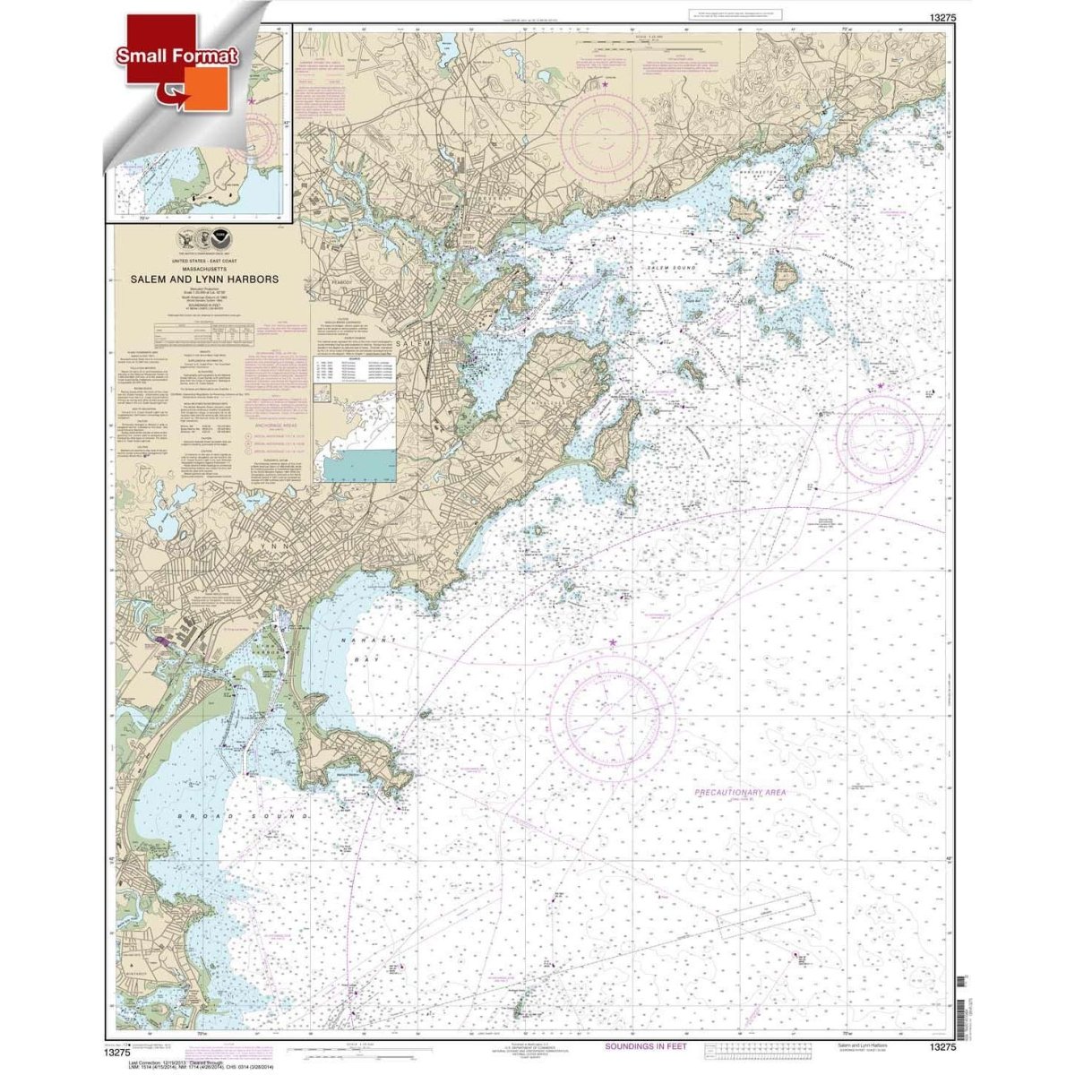 Historical NOAA Chart 13275: Salem and Lynn Harbors; Manchester Harbor - Life Raft Professionals