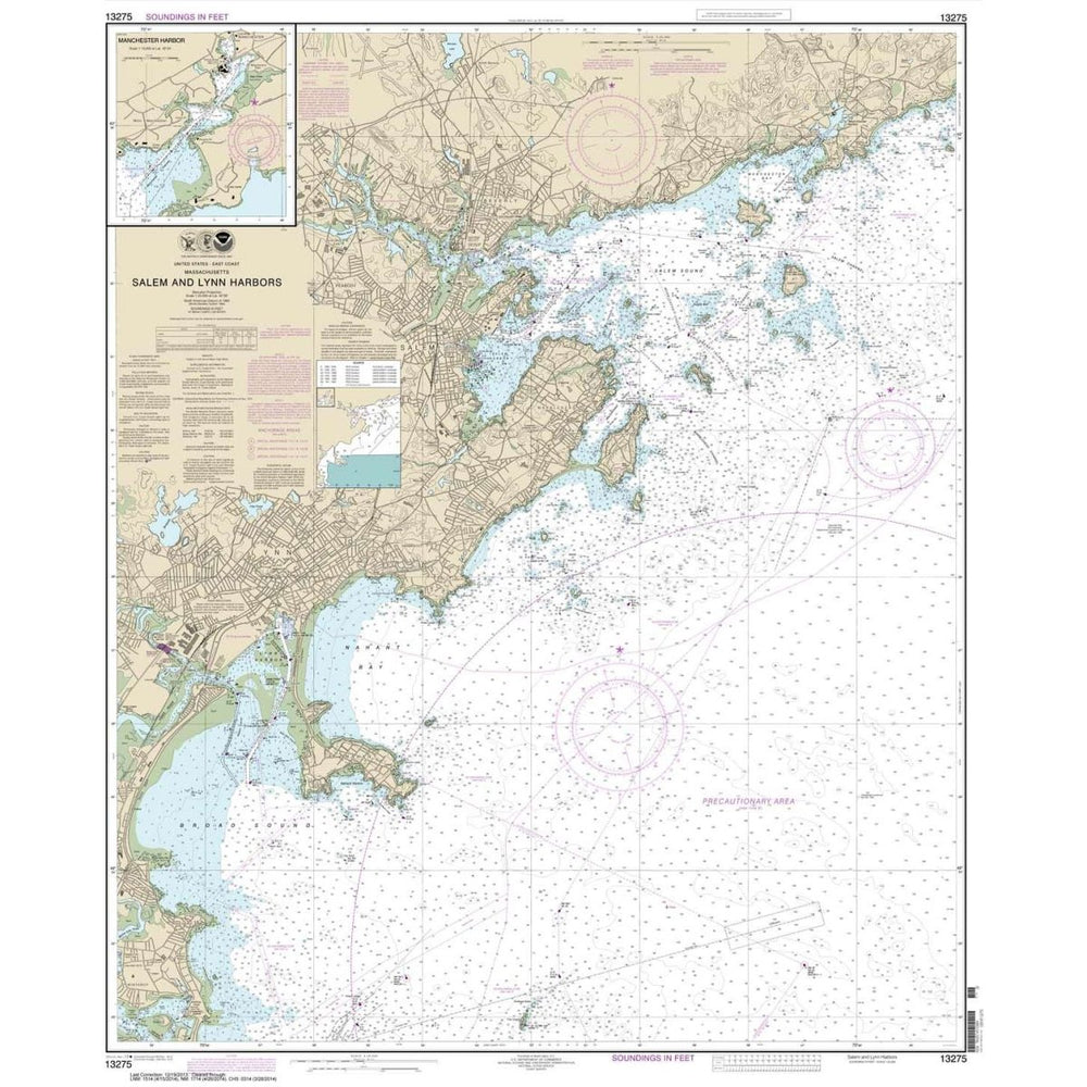 Historical NOAA Chart 13275: Salem and Lynn Harbors; Manchester Harbor - Life Raft Professionals