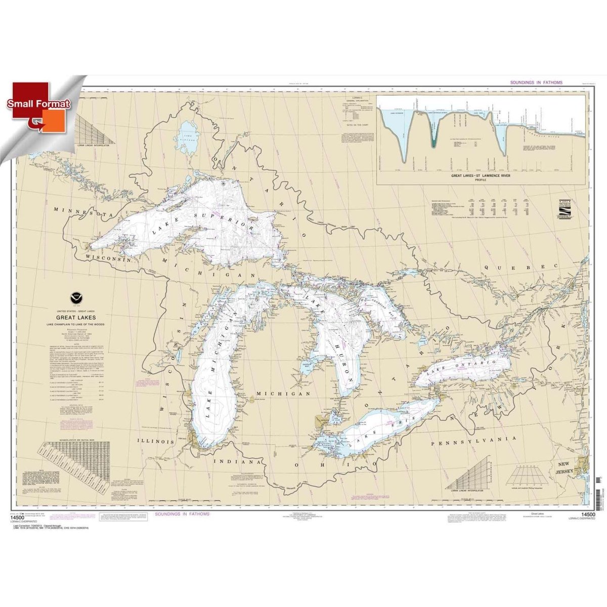 Historical NOAA Chart 14500: Great Lakes: Lake Champlain to Lake of the Woods - Life Raft Professionals