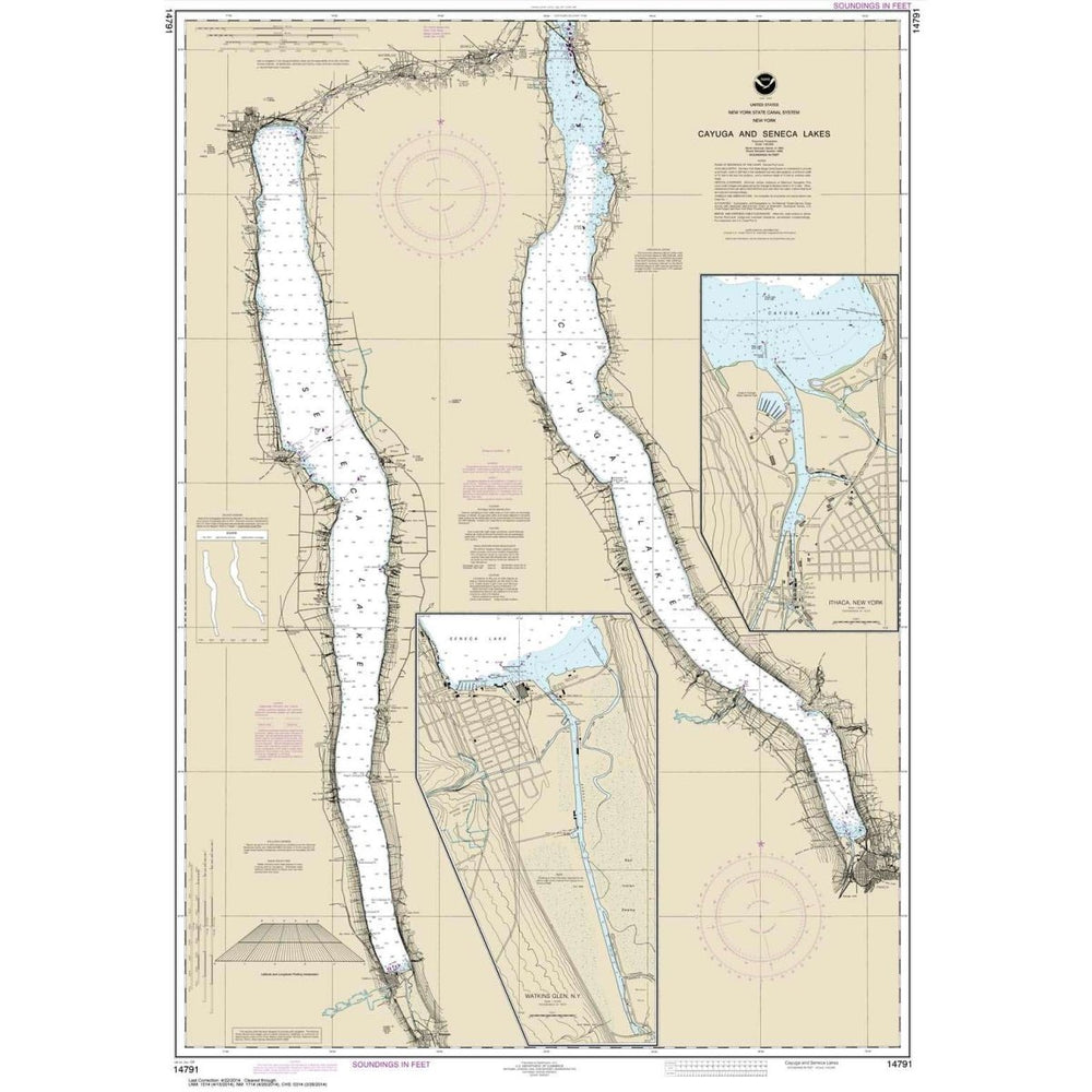 Historical NOAA Chart 14791: Cayuga and Seneca Lakes; Watkins Glen; Ithaca - Life Raft Professionals