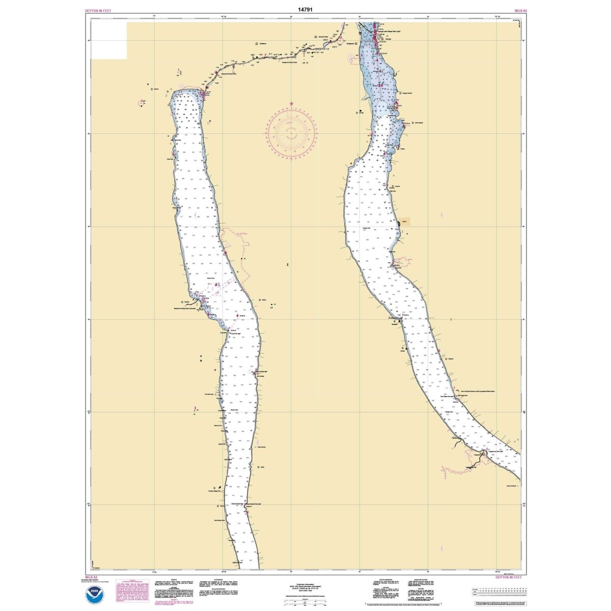 Historical NOAA Chart 14791: Cayuga and Seneca Lakes; Watkins Glen; Ithaca - Life Raft Professionals