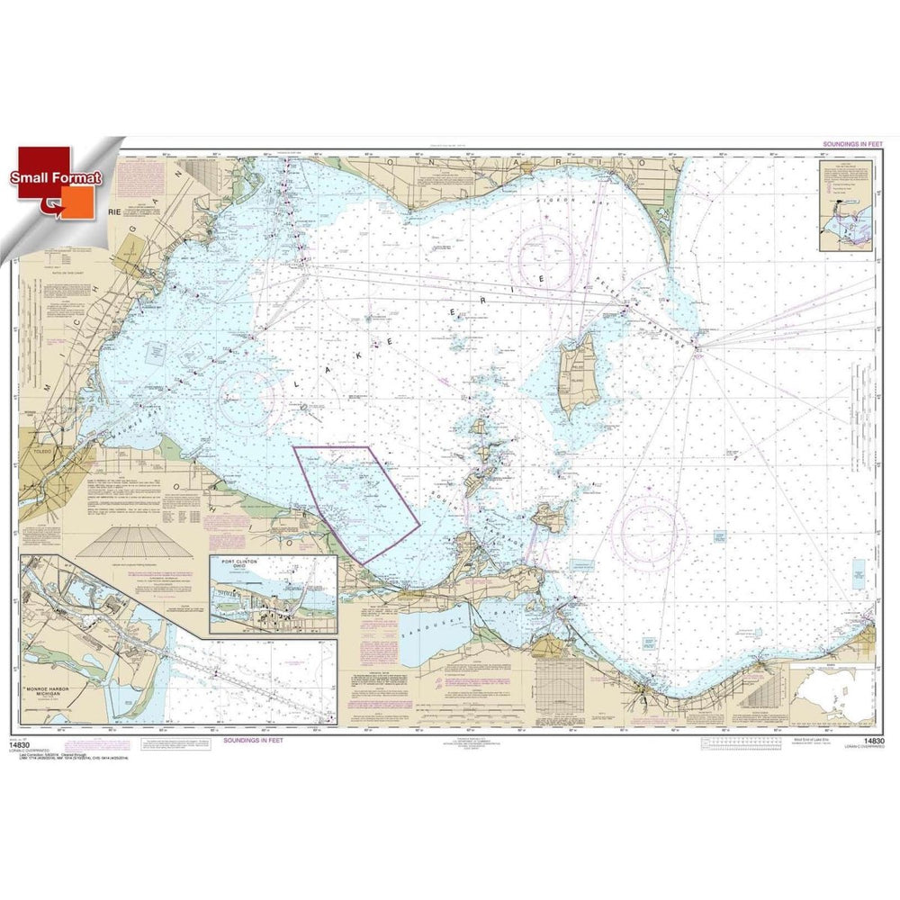 Historical NOAA Chart 14830: West End of Lake Erie; Port Clinton Harbor; Monroe Harbor; Lorain to Detriot River; Vermilion - Life Raft Professionals