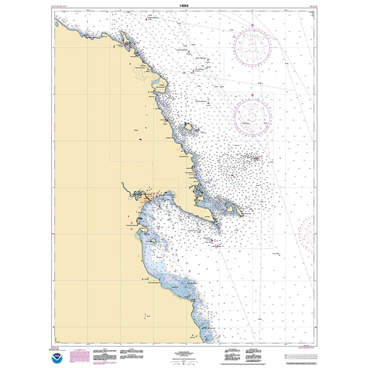 Historical NOAA Chart 14864: Harrisville to Forty Mile Point; Harrisville Harbor; Alpena; Rogers City and Calcite - Life Raft Professionals