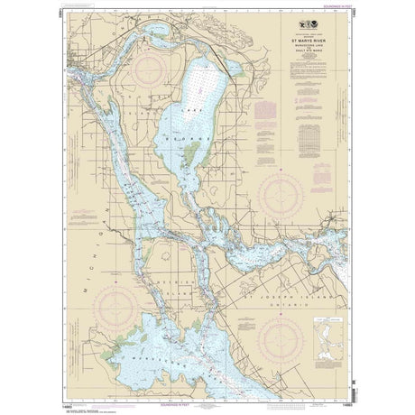 Historical NOAA Chart 14883: St. Marys River - Munuscong Lake to Sault Ste. Marie - Life Raft Professionals
