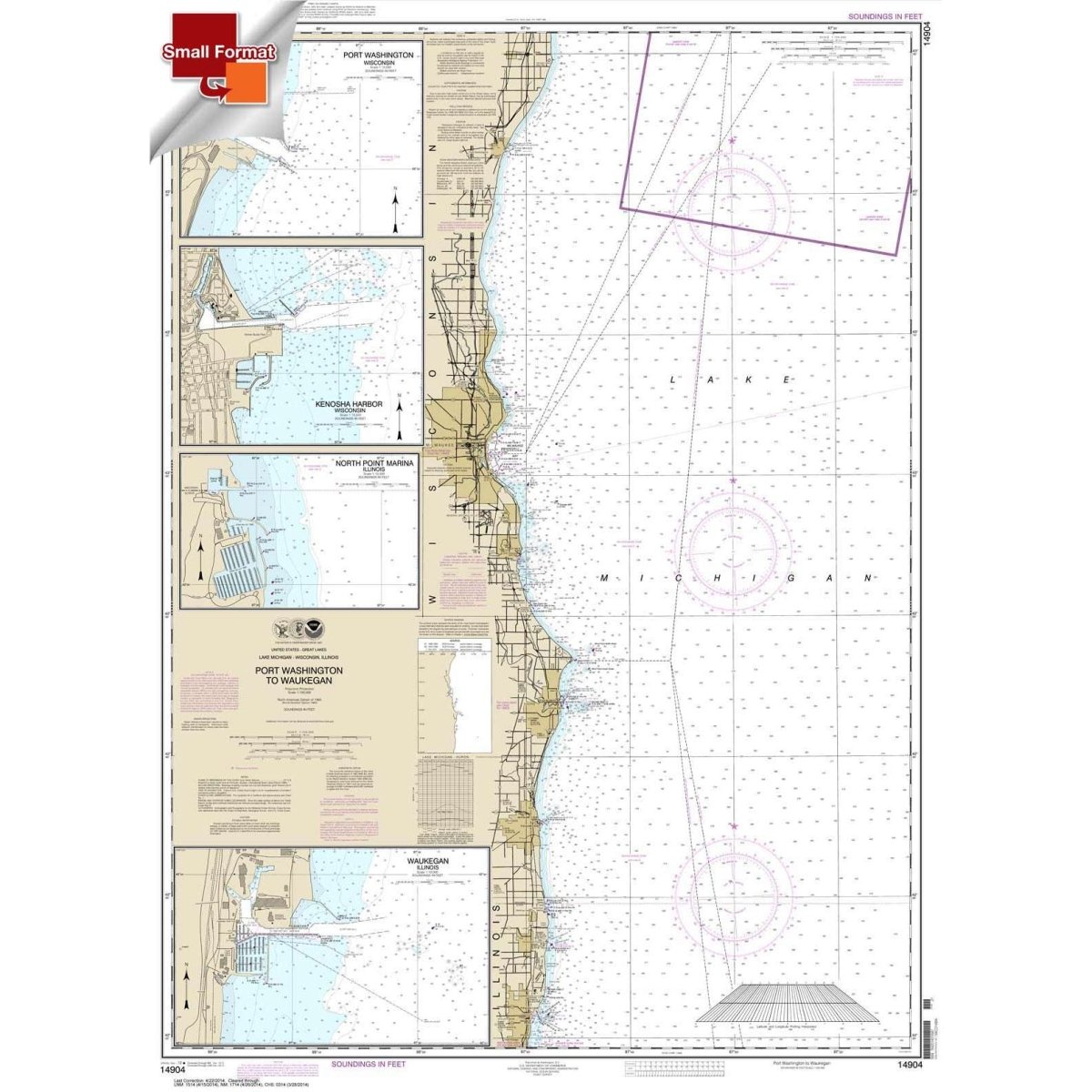 Historical NOAA Chart 14904: Port Washington to Waukegan; Kenosha; North Point Marina; Port Washington; Waukegan - Life Raft Professionals