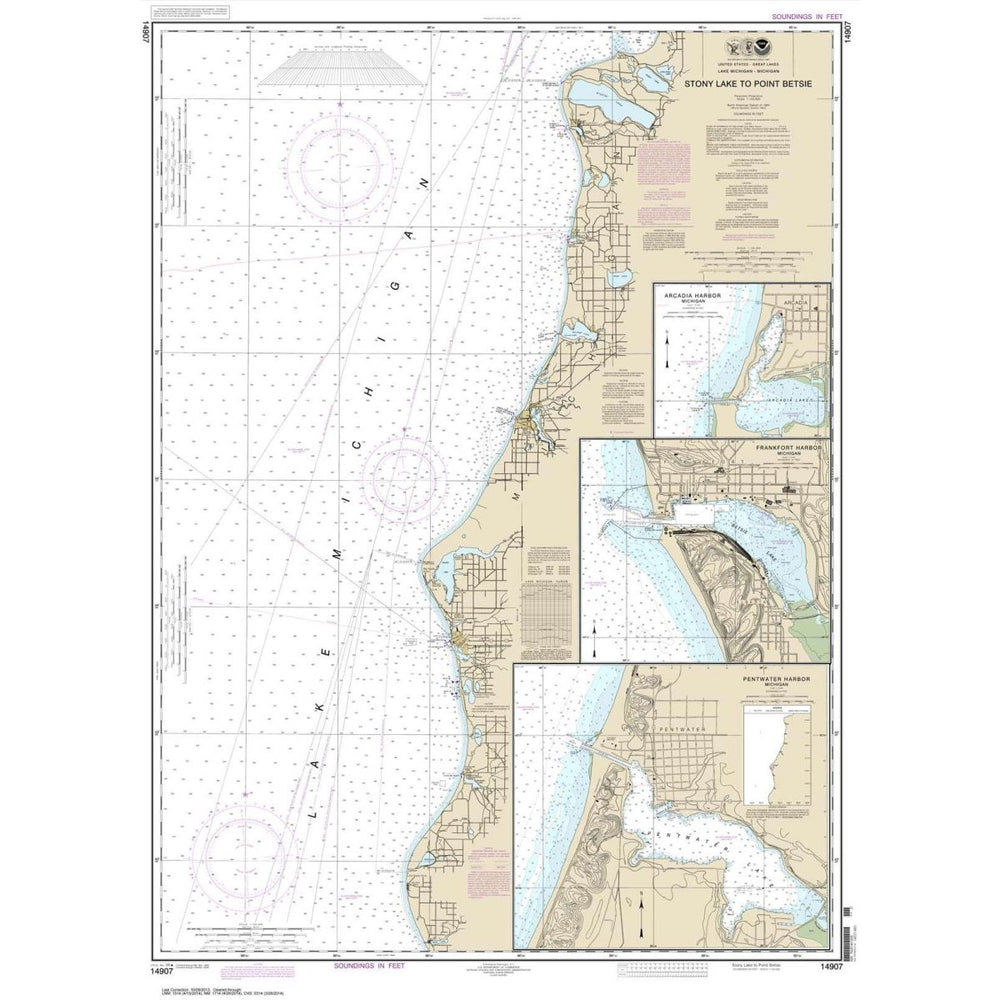 Historical NOAA Chart 14907: Stony Lake to Point Betsie; Pentwater; Arcadia; Frankfort - Life Raft Professionals