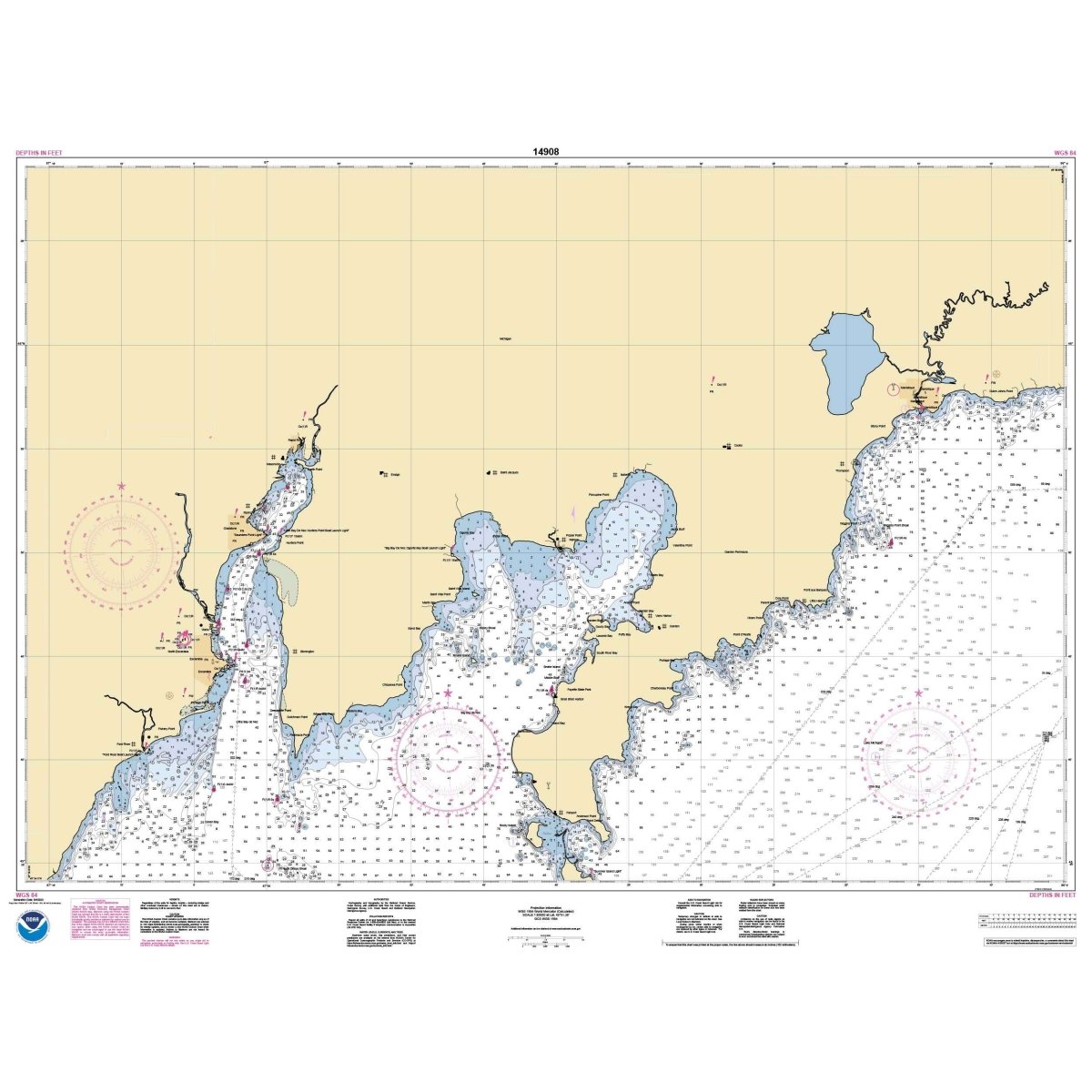 Historical NOAA Chart 14908: Dutch Johns Point to Fishery Point: including Big Bay de Noc and Little Bay de Noc; Manistique - Life Raft Professionals