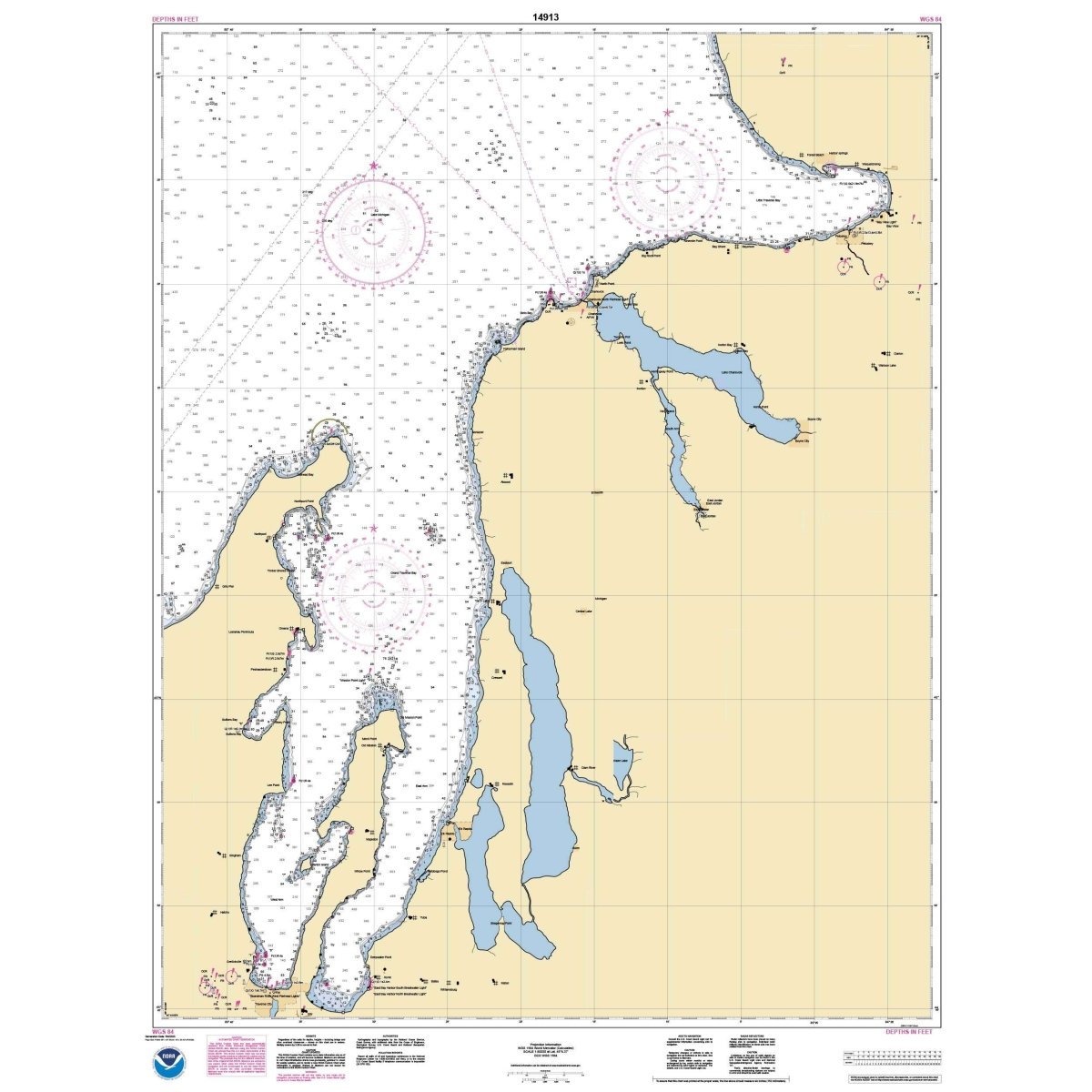 Historical NOAA Chart 14913: Grand Traverse Bay to Little Traverse Bay; Harobr Springs; Petoskey; Elk Rapids; Suttons Bay; Northport; Traverse City - Life Raft Professionals