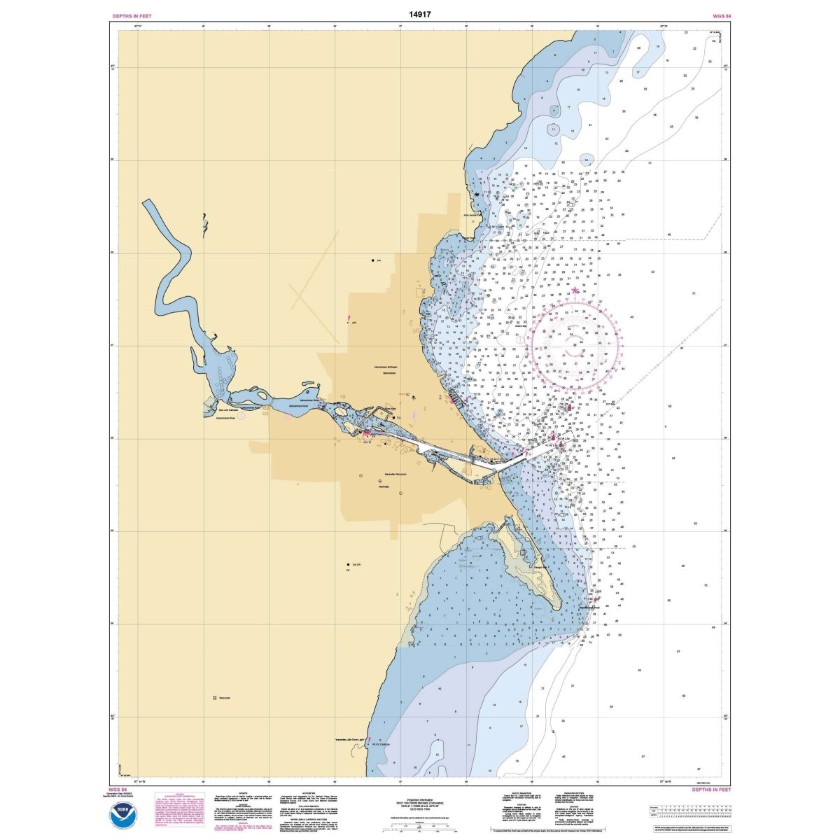 Historical NOAA Chart 14917: Menominee and Marinette Harbors - Life Raft Professionals