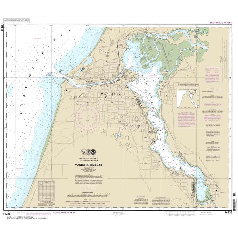 Historical NOAA Chart 14938: Manistee Harbor and Manistee Lake - Life Raft Professionals