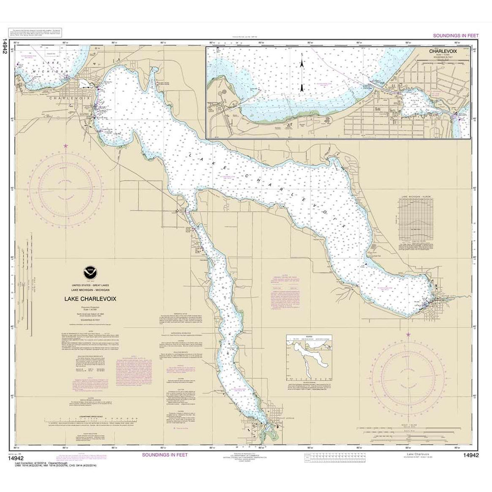 Historical NOAA Chart 14942: Lake Charlevoix; Charlevoix: South Point to Round Lake - Life Raft Professionals
