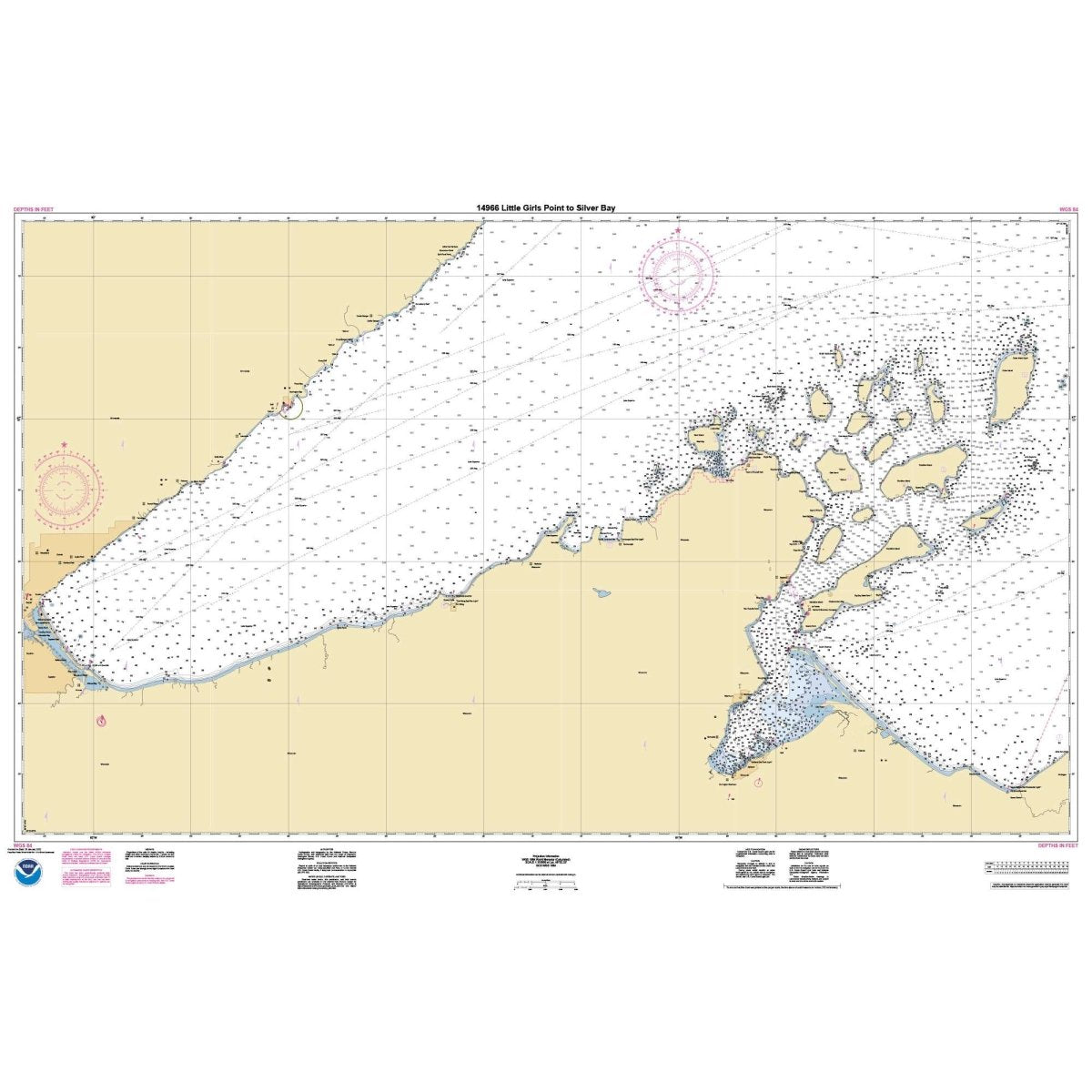 Historical NOAA Chart 14966: Little Girls Point to Silver Bay: including Duluth and Apostle Islands; Cornucopia Harbor; Port Wing Harbor; Knife River Harbor; Two Harbors - Life Raft Professionals