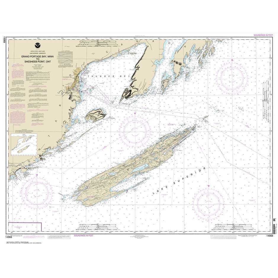 Historical NOAA Chart 14968: Grand Portage Bay: Minn. to Shesbeeb Point: Ont. - Life Raft Professionals