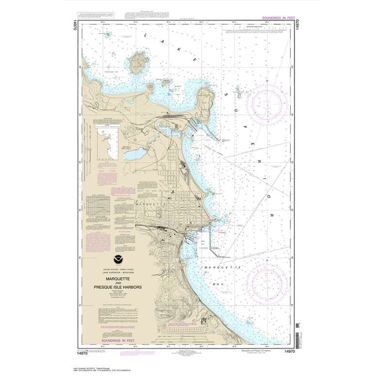 Historical NOAA Chart 14970: Marquette and Presque Isle Harbors - Life Raft Professionals