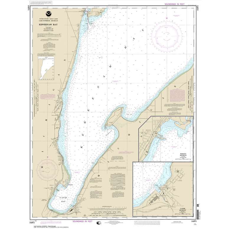 Historical NOAA Chart 14971: Keweenaw Bay; L'Anse and Baraga Harbors - Life Raft Professionals
