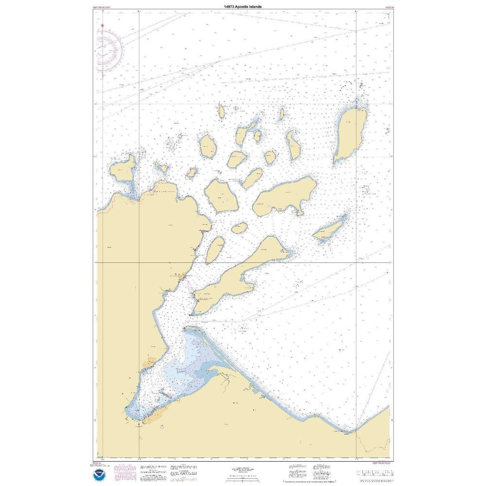 Historical NOAA Chart 14973: Apostle Islands: including Chequamegan Bay;Bayfield Harbor;Pikes Bay Harbor;La Pointe Harbor - Life Raft Professionals