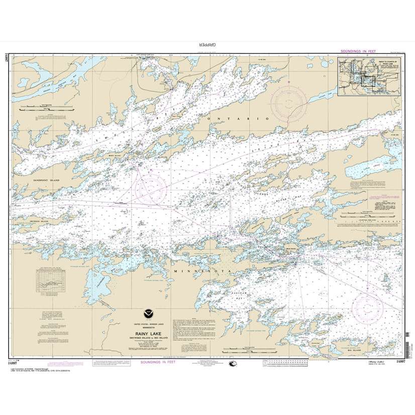 Historical NOAA Chart 14997: Rainy Lake-Dryweed Island: to Big Island - Life Raft Professionals