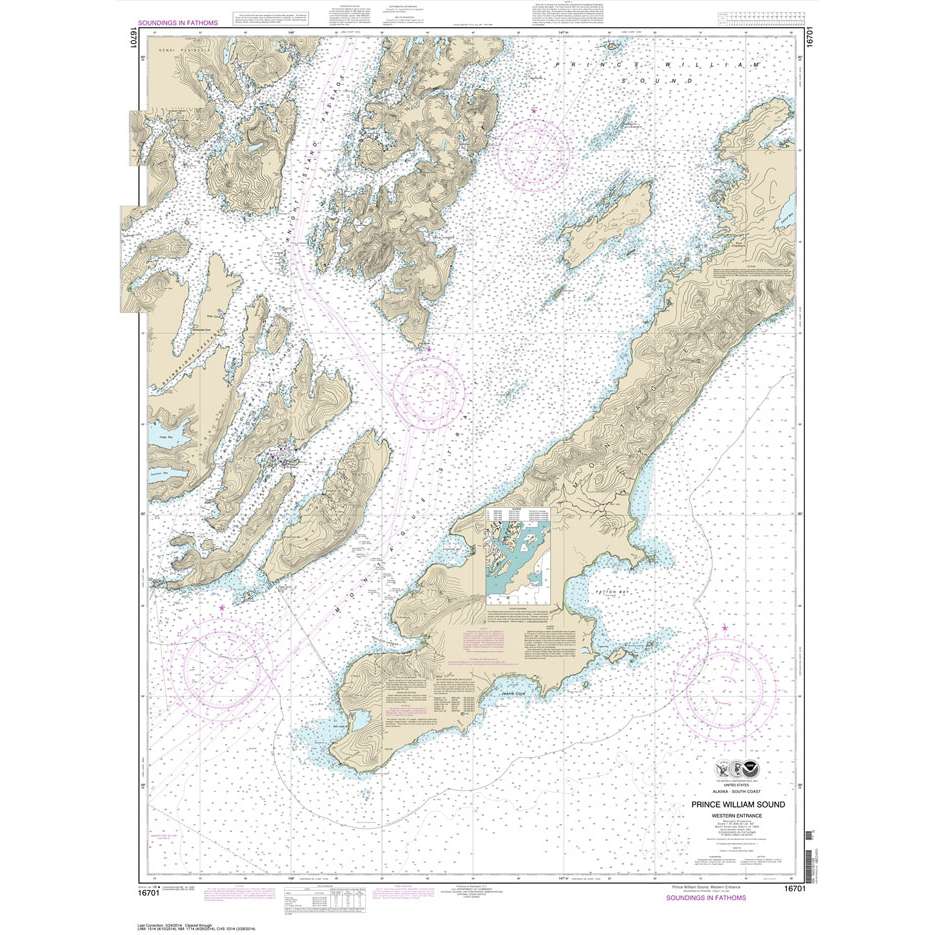 Historical NOAA Chart 16701: Prince William Sound-western entrance - Life Raft Professionals