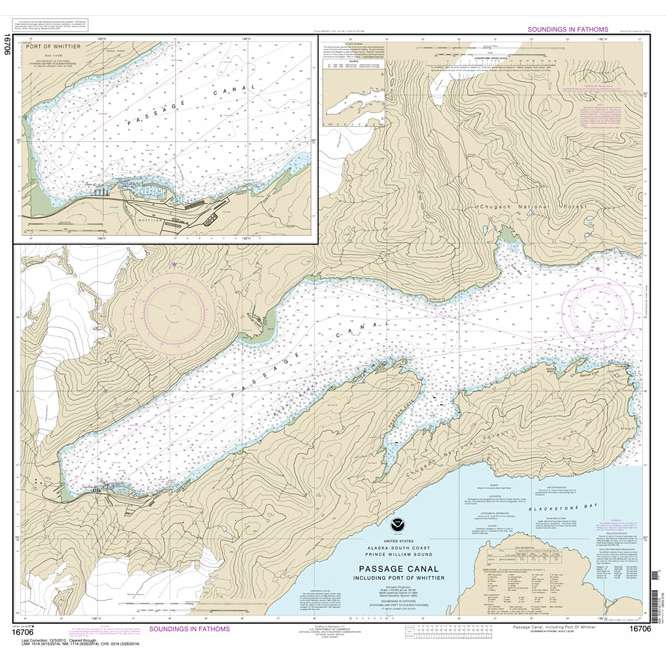 Historical NOAA Chart 16706: Passage Canal incl. Port of Whittier; Port of Whittier - Life Raft Professionals