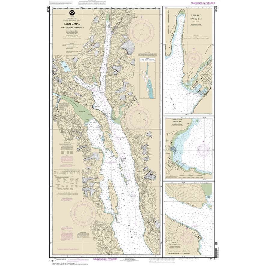 Historical NOAA Chart 17317: Lynn Canal-Point Sherman to Skagway;Lutak Inlet;Skagway and Nahku Bay;Portage Cove: Chilkoot Inlet - Life Raft Professionals