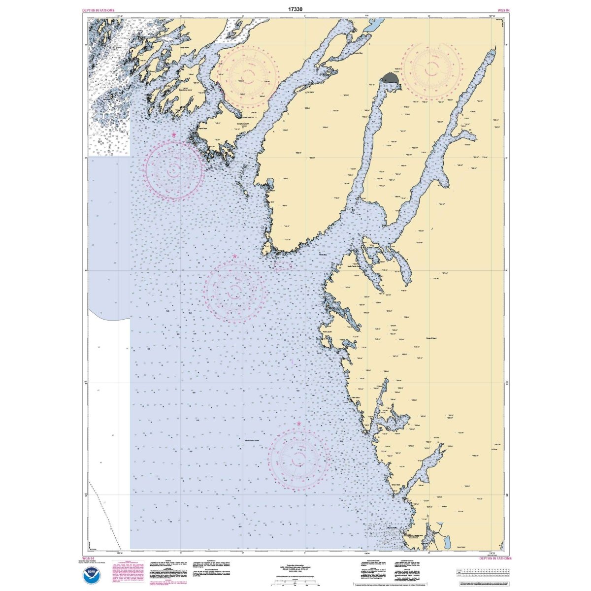Historical NOAA Chart 17330: West Coast of Baranof Island Cape Ommaney to Byron Bay - Life Raft Professionals